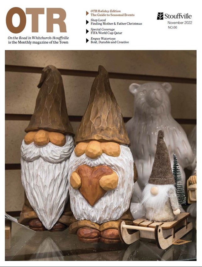 Magazine cover photo with gnomes
