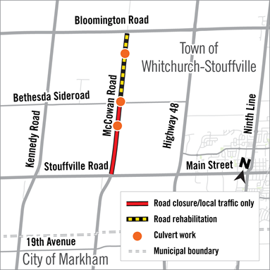 Road map denoting road closure